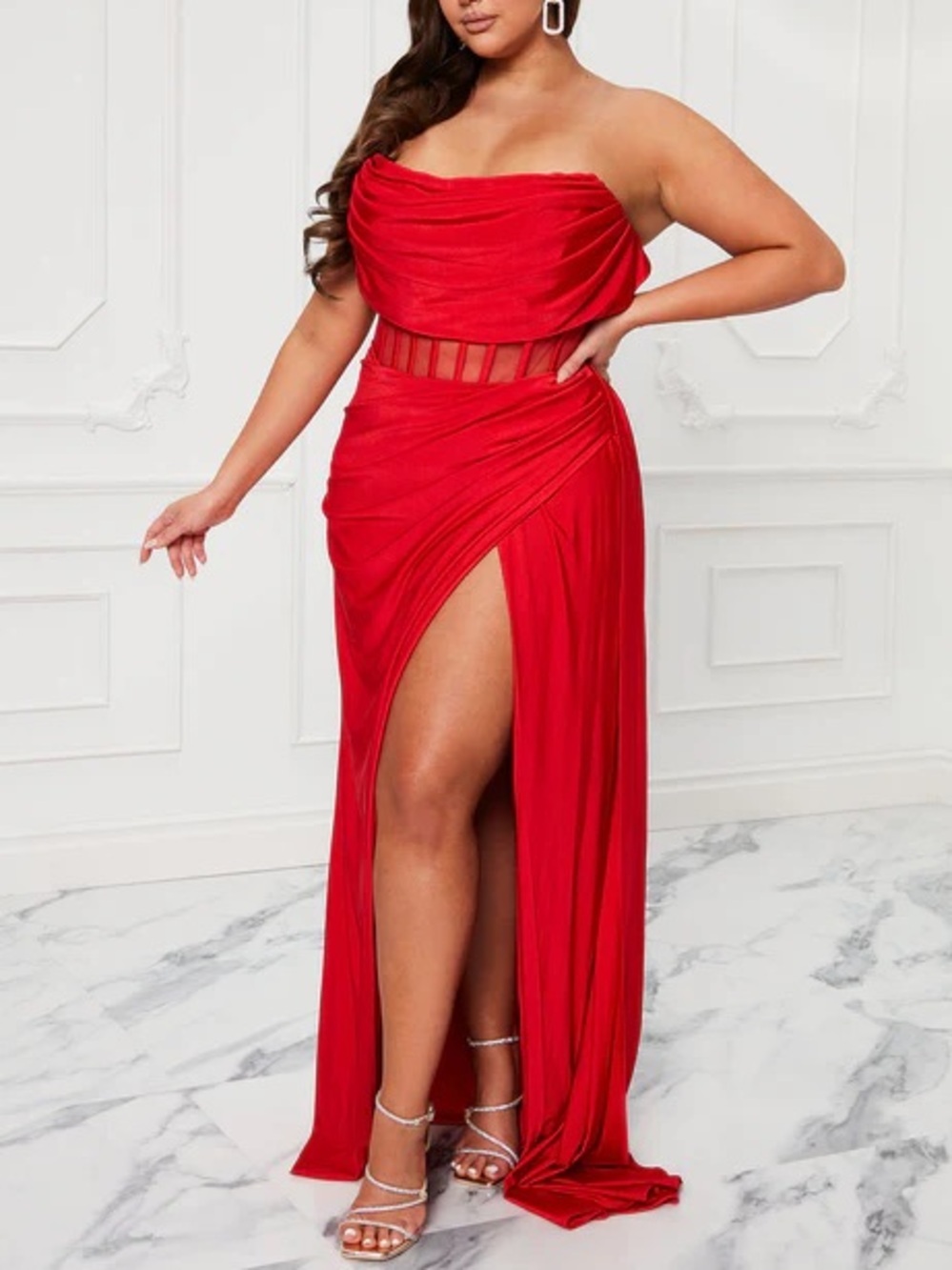 NWT Fashion Nova Layla Corset Maxi Dress Red Gam Corset Dress Womens Size 1X